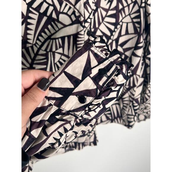 Ba&Sh Chermise Over Printed Long Sleeve Button-Front Blouse Cream/Purple XS / 2 - Picture 7 of 13